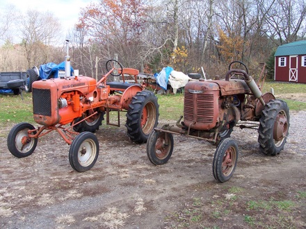 The original tractors at the farm: Allis "B" and Farmall "A"