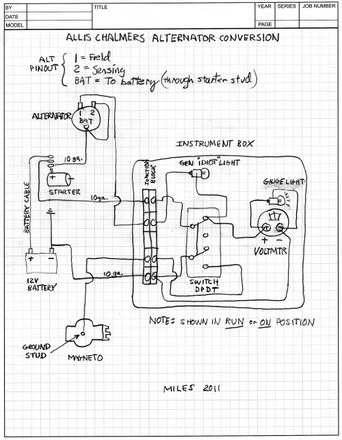 Allis Chalmers B alternator conversion schematic