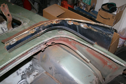 Replacing convertible gutter rust damage 1967 GTO
