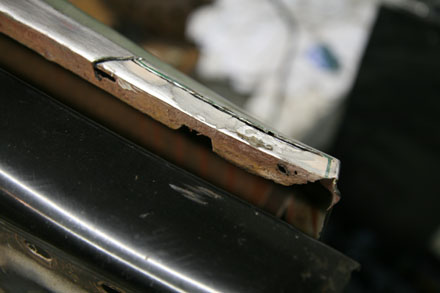 1967 GTO quarter window reveal rusty metal removal
