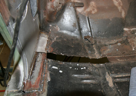 1967 GTO floor seam cut out for replacement