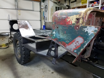 Trimmed rot side panel Willys CJ3a Jeep