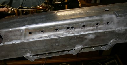 underside view of GTO crossmember tab for convertible