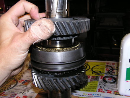 Installing first gear onto mainshaft muncie transmission